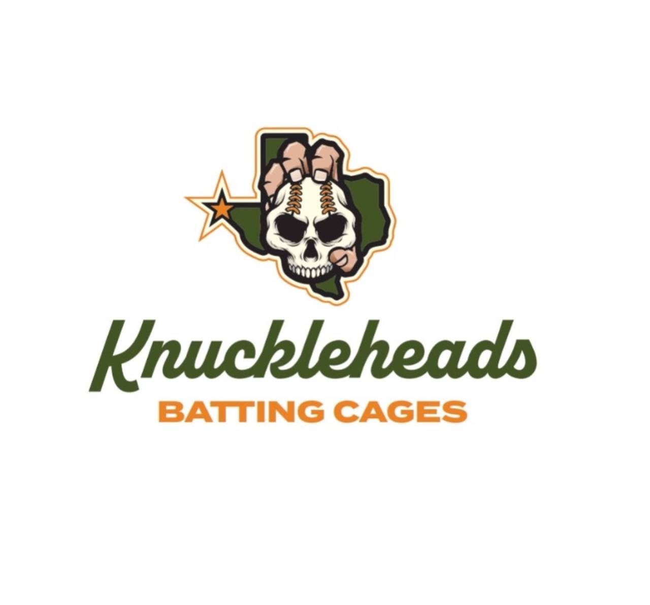 Knuckleheads Batting Cages — Texas skull and baseball logo